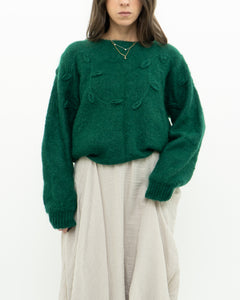 Vintage x Green Mohair Raised Flower Sweater (XS-L)