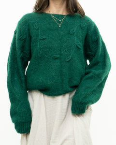 Vintage x Green Mohair Raised Flower Sweater (XS-L)