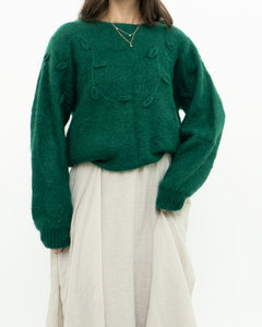 Vintage x Green Mohair Raised Flower Sweater (XS-L)