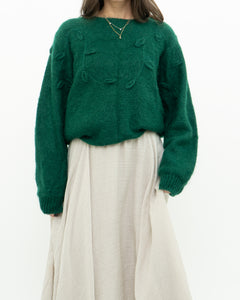 Vintage x Green Mohair Raised Flower Sweater (XS-L)