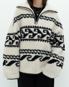 ISABEL ETOILE MARANT x Cream Patterned Fleece Quarter-zip (XS-XL)