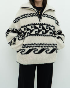 ISABEL ETOILE MARANT x Cream Patterned Fleece Quarter-zip (XS-XL)