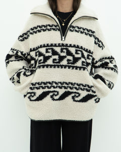 ISABEL ETOILE MARANT x Cream Patterned Fleece Quarter-zip (XS-XL)