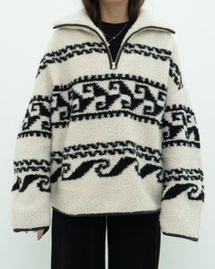 ISABEL ETOILE MARANT x Cream Patterned Fleece Quarter-zip (XS-XL)