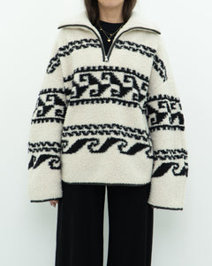 ISABEL ETOILE MARANT x Cream Patterned Fleece Quarter-zip (XS-XL)