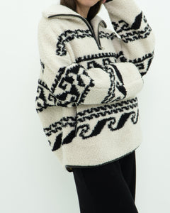 ISABEL ETOILE MARANT x Cream Patterned Fleece Quarter-zip (XS-XL)