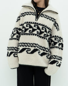 ISABEL ETOILE MARANT x Cream Patterned Fleece Quarter-zip (XS-XL)