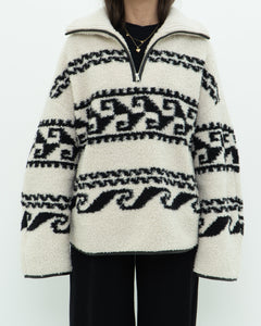 ISABEL ETOILE MARANT x Cream Patterned Fleece Quarter-zip (XS-XL)