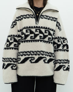 ISABEL ETOILE MARANT x Cream Patterned Fleece Quarter-zip (XS-XL)