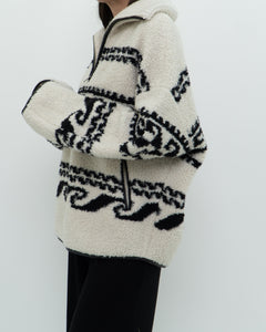 ISABEL ETOILE MARANT x Cream Patterned Fleece Quarter-zip (XS-XL)