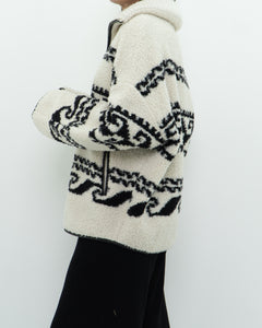 ISABEL ETOILE MARANT x Cream Patterned Fleece Quarter-zip (XS-XL)