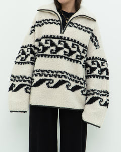 ISABEL ETOILE MARANT x Cream Patterned Fleece Quarter-zip (XS-XL)