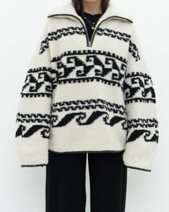 ISABEL ETOILE MARANT x Cream Patterned Fleece Quarter-zip (XS-XL)