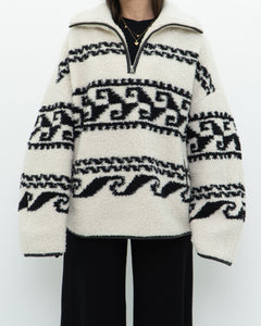 ISABEL ETOILE MARANT x Cream Patterned Fleece Quarter-zip (XS-XL)