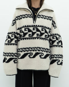 ISABEL ETOILE MARANT x Cream Patterned Fleece Quarter-zip (XS-XL)