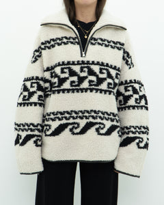 ISABEL ETOILE MARANT x Cream Patterned Fleece Quarter-zip (XS-XL)