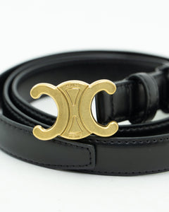 CELINE x Black Leather 'C' Belt (S-L)