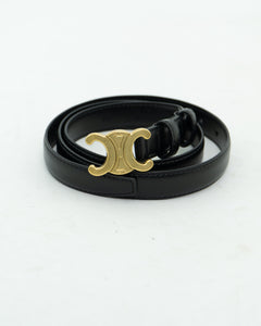 CELINE x Black Leather 'C' Belt (S-L)