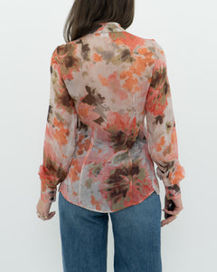 Vintae x Made in Italy x MISS SIXTY Silk Sheer Floral Blouse (XS, S)