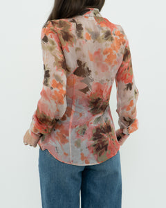 Vintae x Made in Italy x MISS SIXTY Silk Sheer Floral Blouse (XS, S)