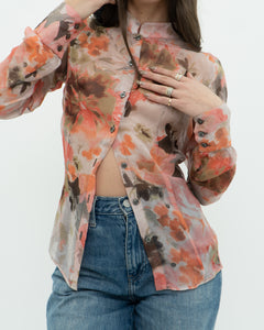 Vintae x Made in Italy x MISS SIXTY Silk Sheer Floral Blouse (XS, S)