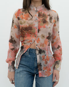 Vintae x Made in Italy x MISS SIXTY Silk Sheer Floral Blouse (XS, S)