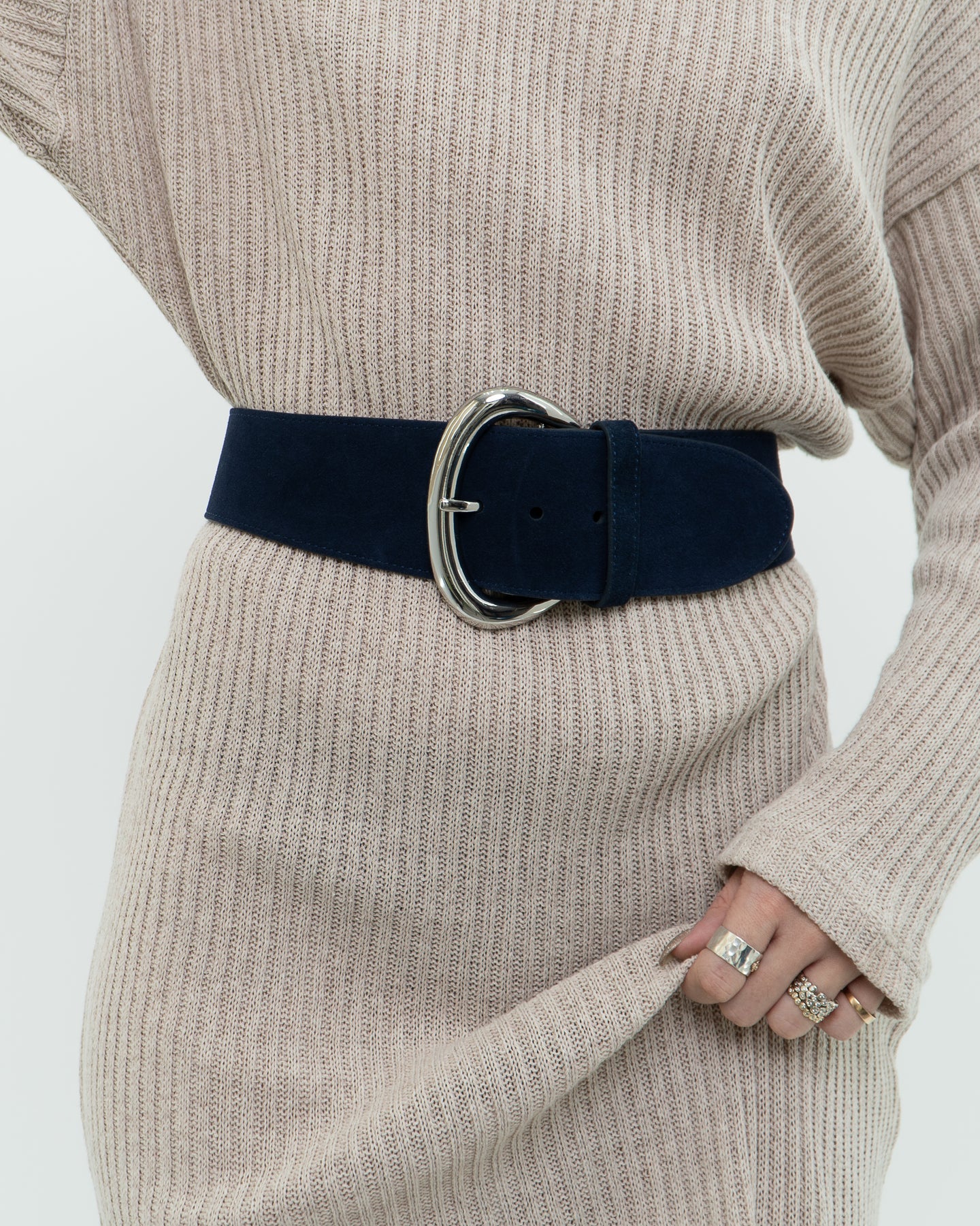 CLUB MONACO x Navy Suede Belt (S)