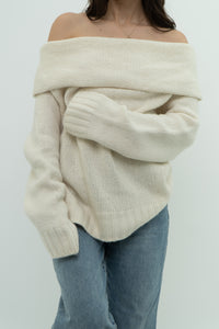 ANTHROPOLOGIE x Deadstock Cream Cashmere-Blend Knit Sweater (XL)