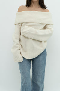 ANTHROPOLOGIE x Deadstock Cream Cashmere-Blend Knit Sweater (XL)