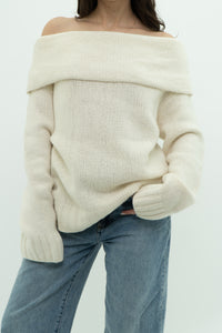 ANTHROPOLOGIE x Deadstock Cream Cashmere-Blend Knit Sweater (XL)