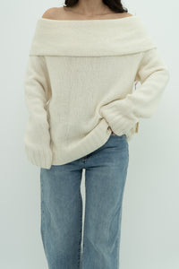 ANTHROPOLOGIE x Deadstock Cream Cashmere-Blend Knit Sweater (XL)