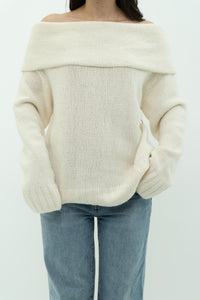 ANTHROPOLOGIE x Deadstock Cream Cashmere-Blend Knit Sweater (XL)