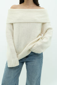 ANTHROPOLOGIE x Deadstock Cream Cashmere-Blend Knit Sweater (XL)