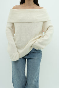 ANTHROPOLOGIE x Deadstock Cream Cashmere-Blend Knit Sweater (XL)