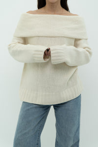 ANTHROPOLOGIE x Deadstock Cream Cashmere-Blend Knit Sweater (XL)