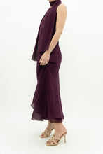 Load image into Gallery viewer, Vintage x Made in Canada x Dark Plum Midi Dress (XXS, XS)