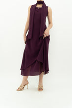 Load image into Gallery viewer, Vintage x Made in Canada x Dark Plum Midi Dress (XXS, XS)