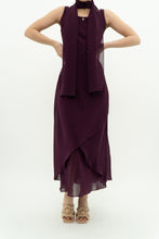 Load image into Gallery viewer, Vintage x Made in Canada x Dark Plum Midi Dress (XXS, XS)