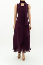 Load image into Gallery viewer, Vintage x Made in Canada x Dark Plum Midi Dress (XXS, XS)