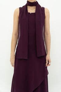 Vintage x Made in Canada x Dark Plum Midi Dress (XXS, XS)