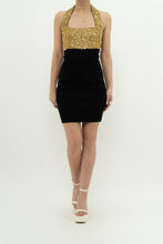 Load image into Gallery viewer, Vintage x Gold Sequin &amp; Pearl Black Knit Dress (S)