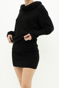 Vintage x Knit Black Off-Shoulder Dress (L)