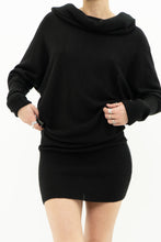 Load image into Gallery viewer, Vintage x Knit Black Off-Shoulder Dress (L)