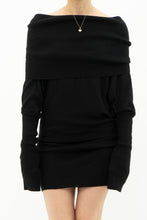 Load image into Gallery viewer, Vintage x Knit Black Off-Shoulder Dress (L)