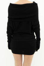 Load image into Gallery viewer, Vintage x Knit Black Off-Shoulder Dress (L)