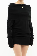 Load image into Gallery viewer, Vintage x Knit Black Off-Shoulder Dress (L)