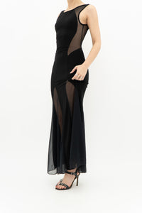 Vintage x Black Mesh Cutout Fitted Dress (S, M)