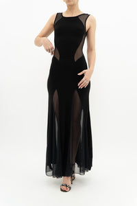 Vintage x Black Mesh Cutout Fitted Dress (S, M)