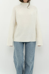 Modern x Cream Ribbed Knit Turtleneck (XS-M)