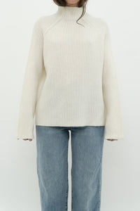 Modern x Cream Ribbed Knit Turtleneck (XS-M)